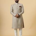 Classic Khaki Achkan for Men | Elegant Ethnic Wear | Jaipurio